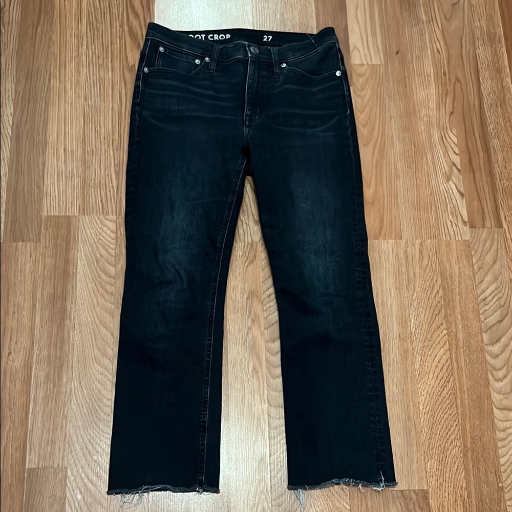 J Crew 9” Billie Demi Boot Crop Black Jeans Sz 27